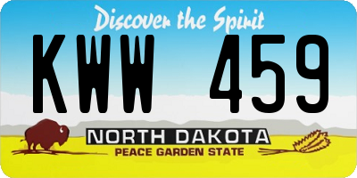 ND license plate KWW459