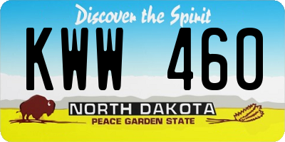 ND license plate KWW460