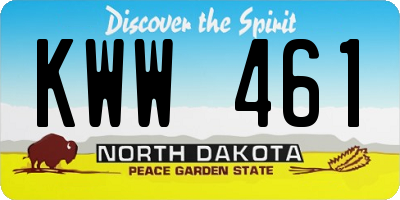 ND license plate KWW461