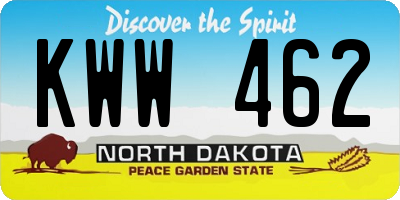 ND license plate KWW462