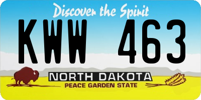 ND license plate KWW463