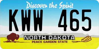 ND license plate KWW465