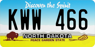 ND license plate KWW466