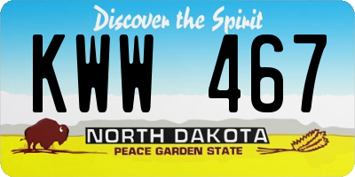 ND license plate KWW467