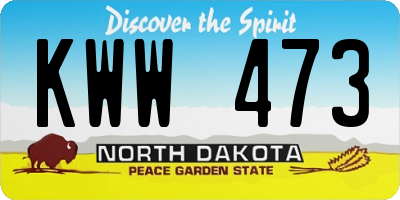 ND license plate KWW473