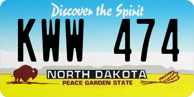 ND license plate KWW474