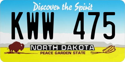 ND license plate KWW475