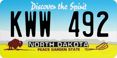 ND license plate KWW492