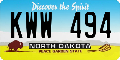 ND license plate KWW494