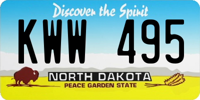 ND license plate KWW495