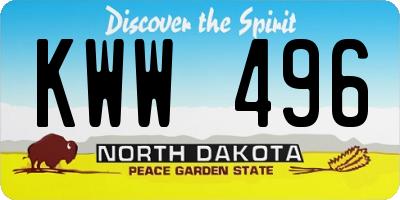 ND license plate KWW496