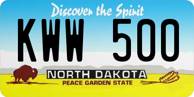 ND license plate KWW500