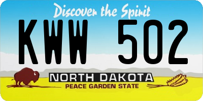 ND license plate KWW502