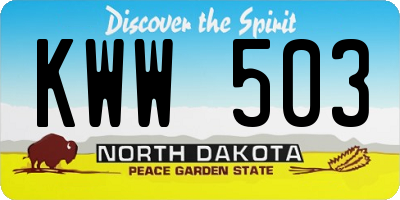 ND license plate KWW503