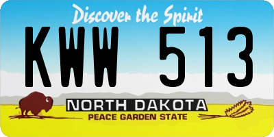 ND license plate KWW513