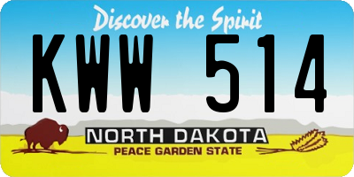 ND license plate KWW514