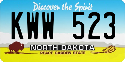 ND license plate KWW523