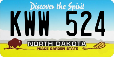 ND license plate KWW524