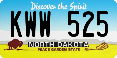 ND license plate KWW525