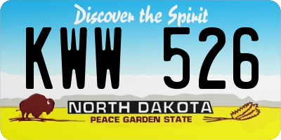 ND license plate KWW526