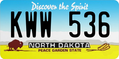 ND license plate KWW536