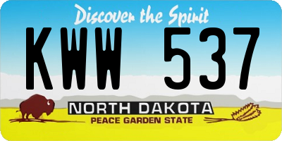 ND license plate KWW537