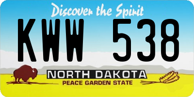 ND license plate KWW538