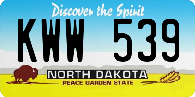 ND license plate KWW539