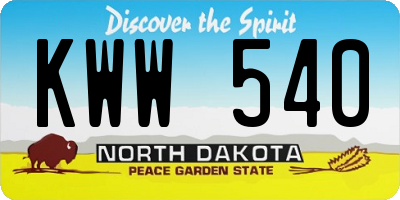 ND license plate KWW540