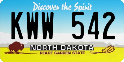 ND license plate KWW542