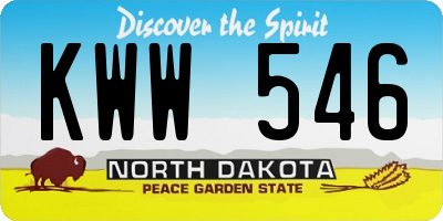 ND license plate KWW546