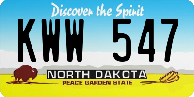 ND license plate KWW547