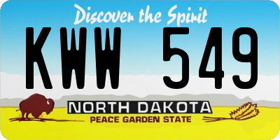 ND license plate KWW549