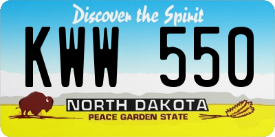 ND license plate KWW550