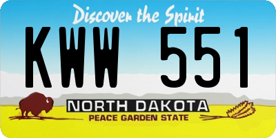 ND license plate KWW551