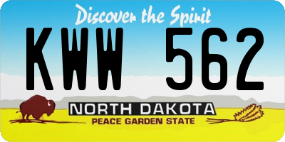 ND license plate KWW562