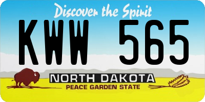 ND license plate KWW565