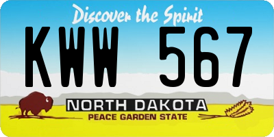 ND license plate KWW567