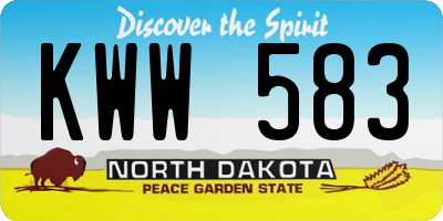 ND license plate KWW583