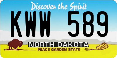 ND license plate KWW589