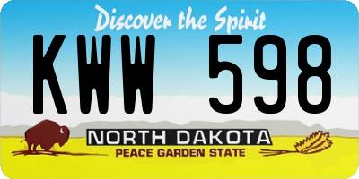 ND license plate KWW598