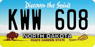 ND license plate KWW608
