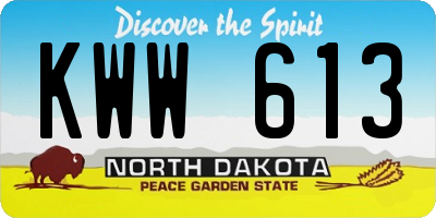 ND license plate KWW613