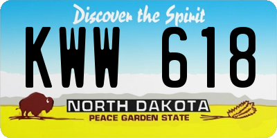 ND license plate KWW618