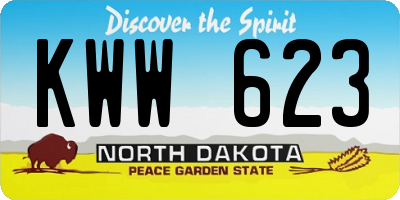 ND license plate KWW623