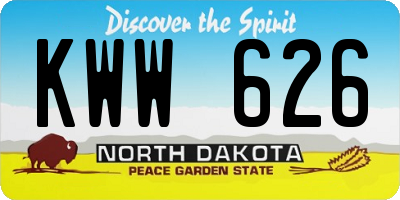 ND license plate KWW626
