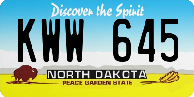 ND license plate KWW645