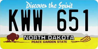 ND license plate KWW651