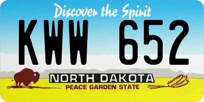 ND license plate KWW652