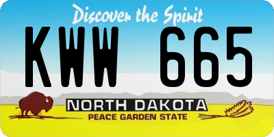 ND license plate KWW665